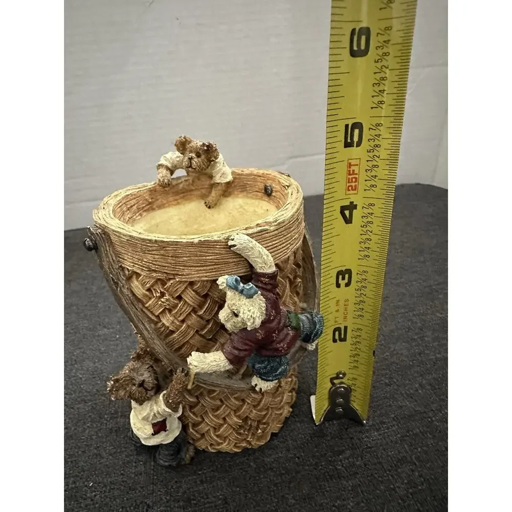 Boyds Bears Scribble Doodle Jot Pencil Holder Basket Resin 4110 2001 Desk Decor